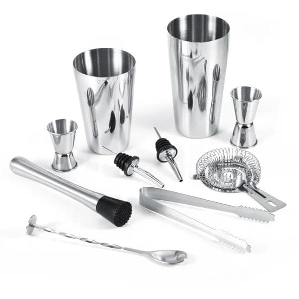 10-Deler Bartender Kit med Shaker & Tilbehør - Barset Cocktail
