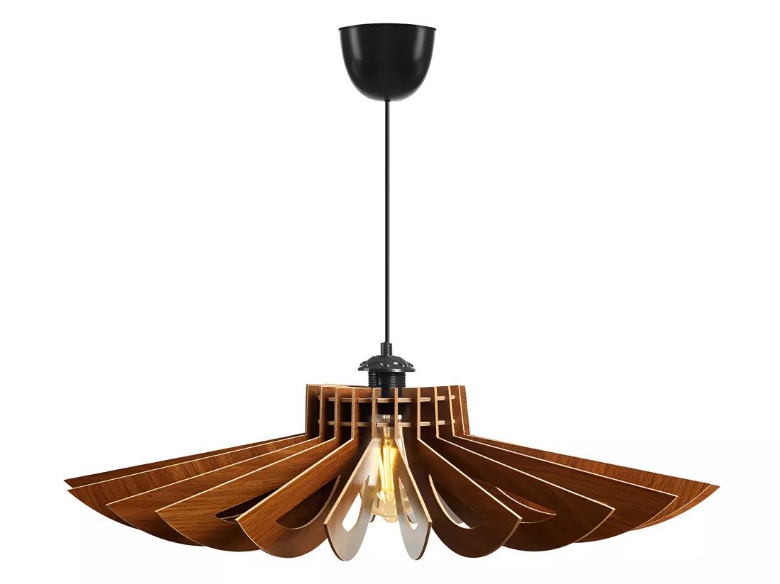 Suspension ajourée en MDF - D. 68 x H. 50 cm - Coloris noyer - FARITA