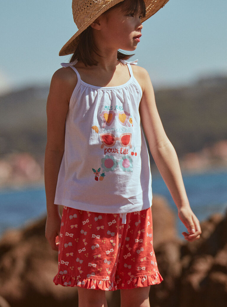 Débardeur et short blanc et orange en jersey