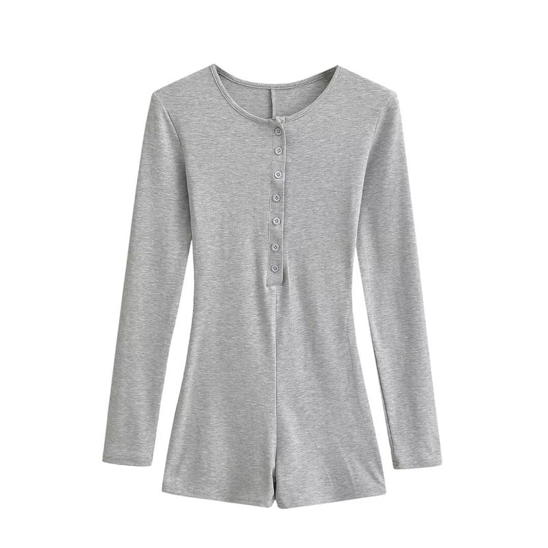 Hollahop - Lange mouwen Henley effen romper