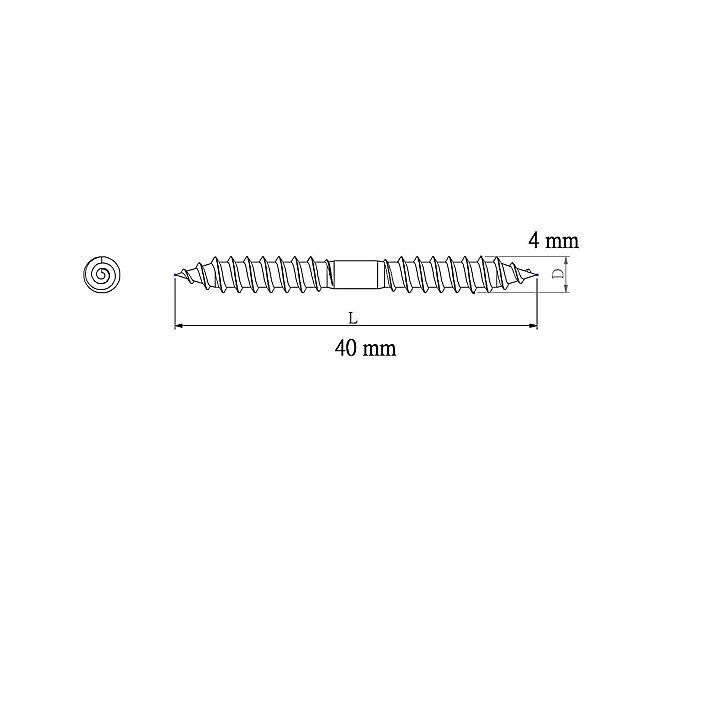Vis à double filetage (bois/bois) 4x40 zingués mm - 5 pièces