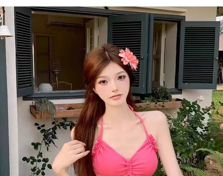 Oceanid - Set: Halter Tankini Top met Trekkoord + Zwemrok + Bikinibroekje