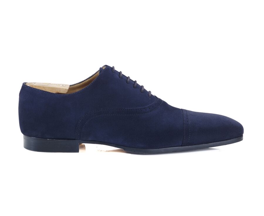 Richelieu homme velours marine semelle cuir avec patin - STRESA PATIN