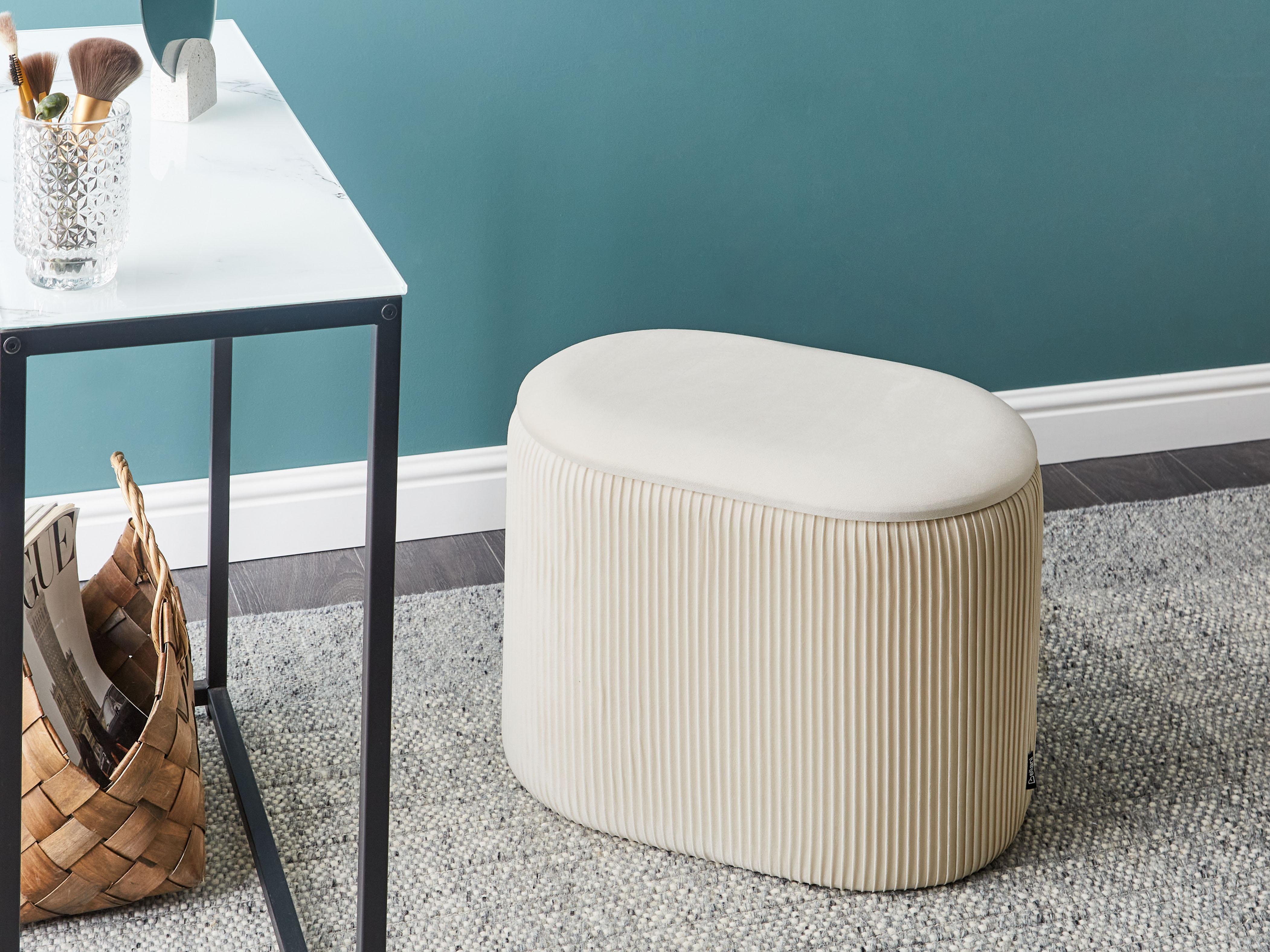 Poef met opbergruimte RICHLAND Fluweel Lichtbeige