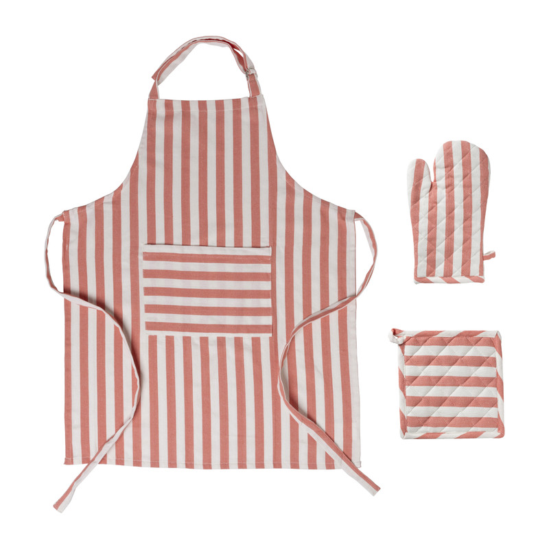 Ovenwant gestreept - oranje/wit - 18x32 cm