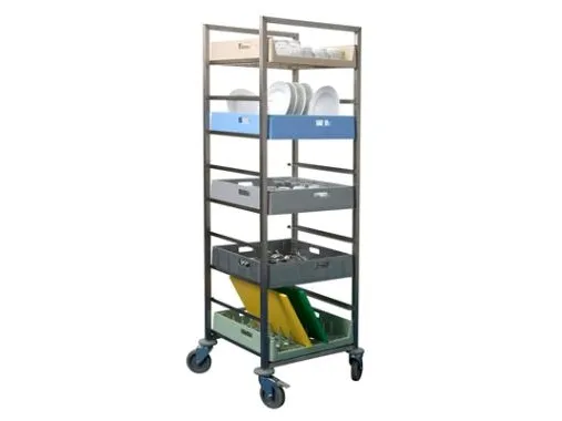 Stikvogn 9 stik 57x50.5x166.5 cm Rustfri stål til Opvaskekurve,stk