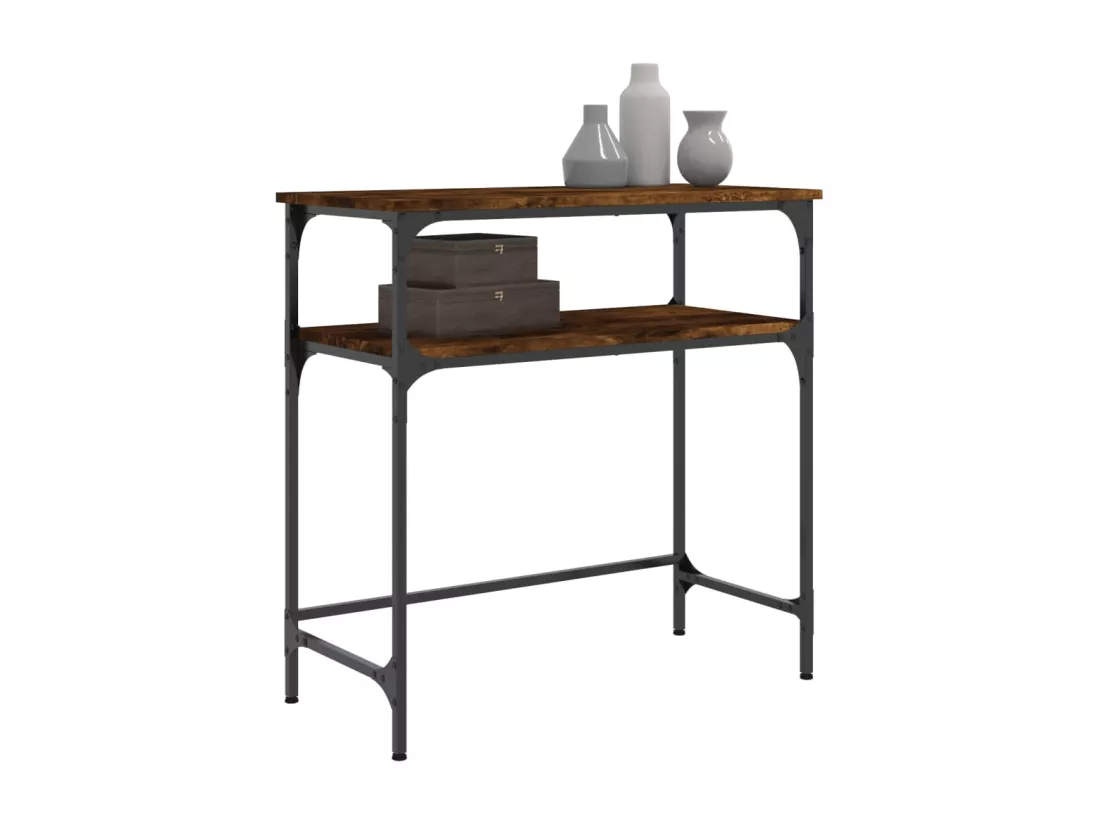 Table console chêne fumé 75x35,5x75 cm bois d'ingénierie