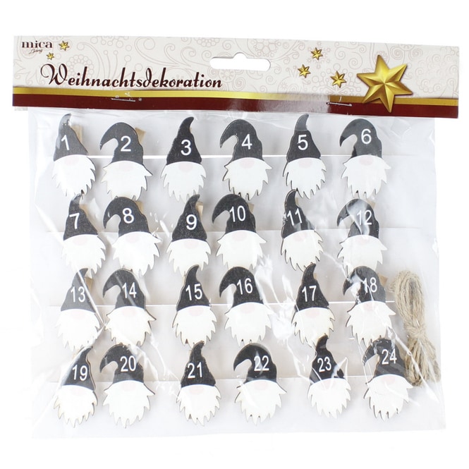 Adventskalenderset Wichtel - aus Holz - 24 Stück