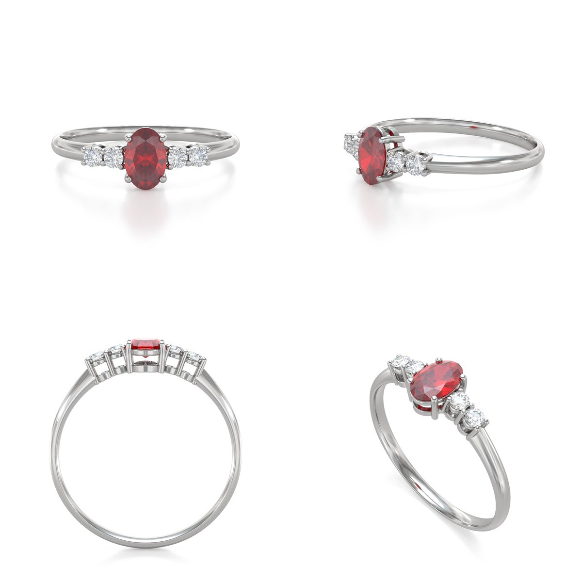Bague ADEN Rubis et diamants sur Argent 925 1.6grs