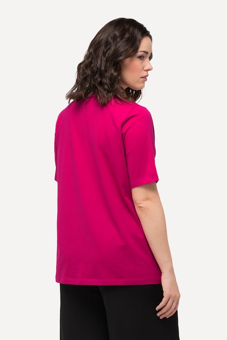 T-Shirt, Zierband, Tunika-Ausschnitt, Halbarm