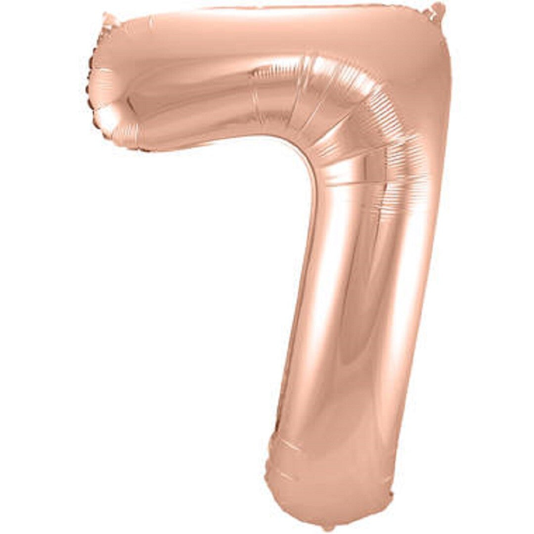 Cijferballon zeven - rosé goudkleurig - 86 cm