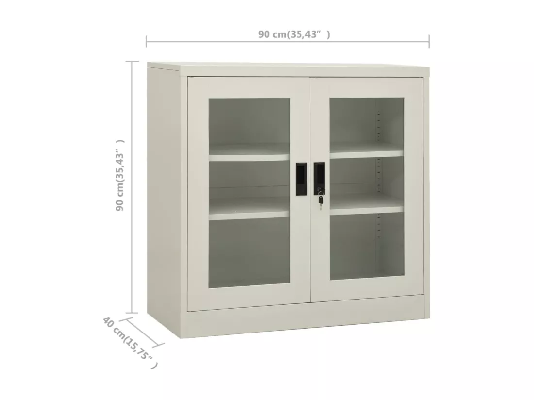 Armoire de bureau Gris clair 90x40x90 cm Acier