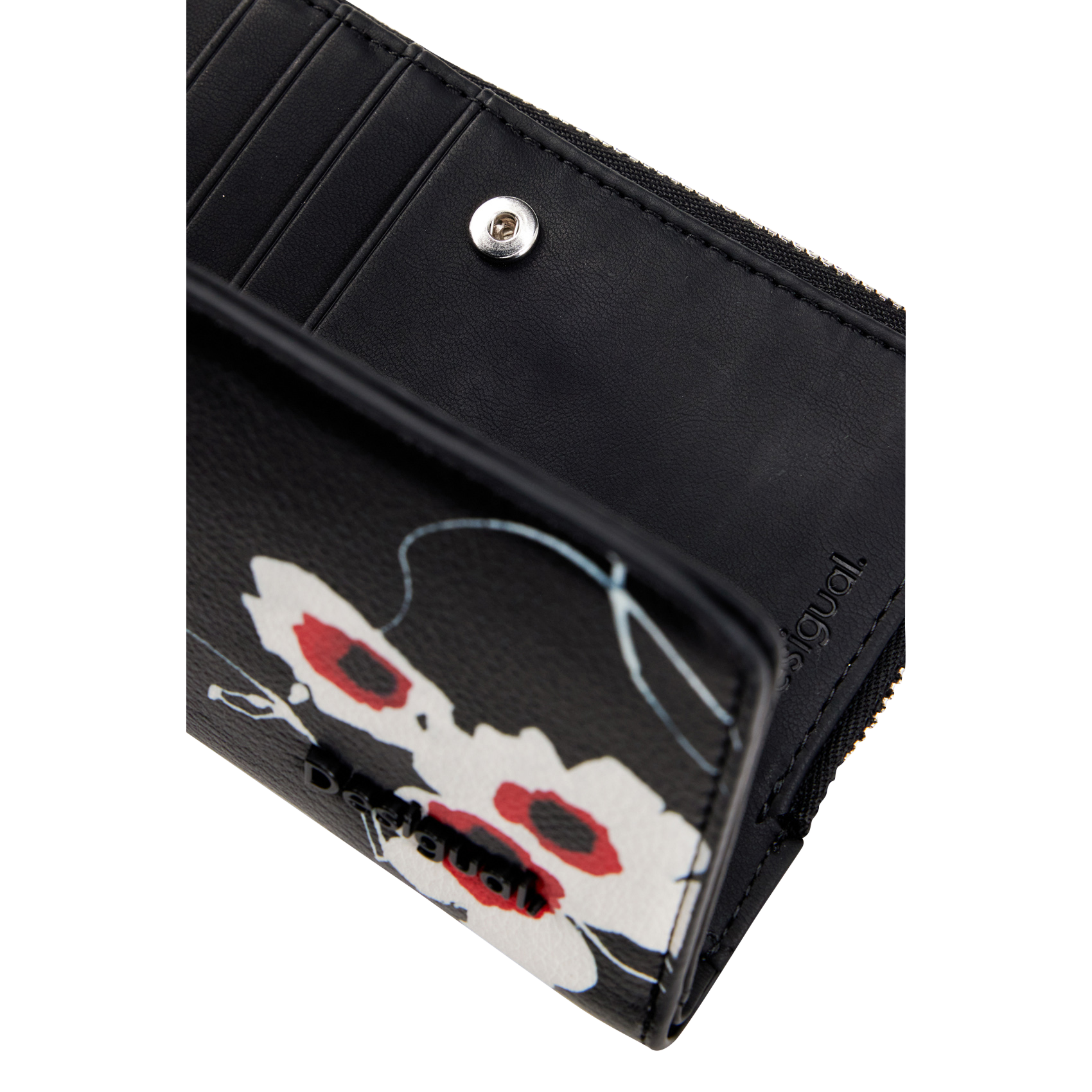 Portefeuille motif floral | Noir