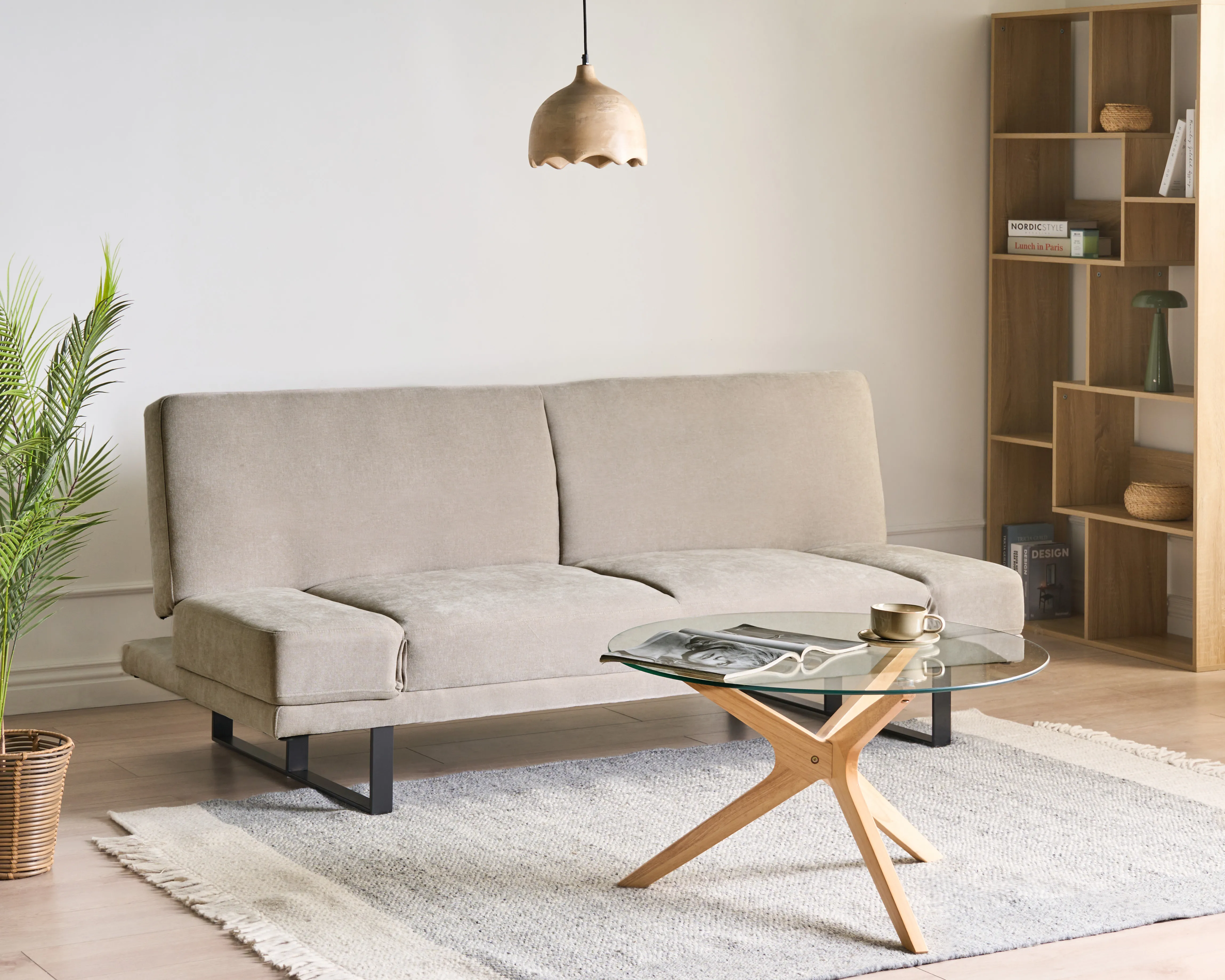 Slaapbank 2-zits YORK Chenille Lichtbeige