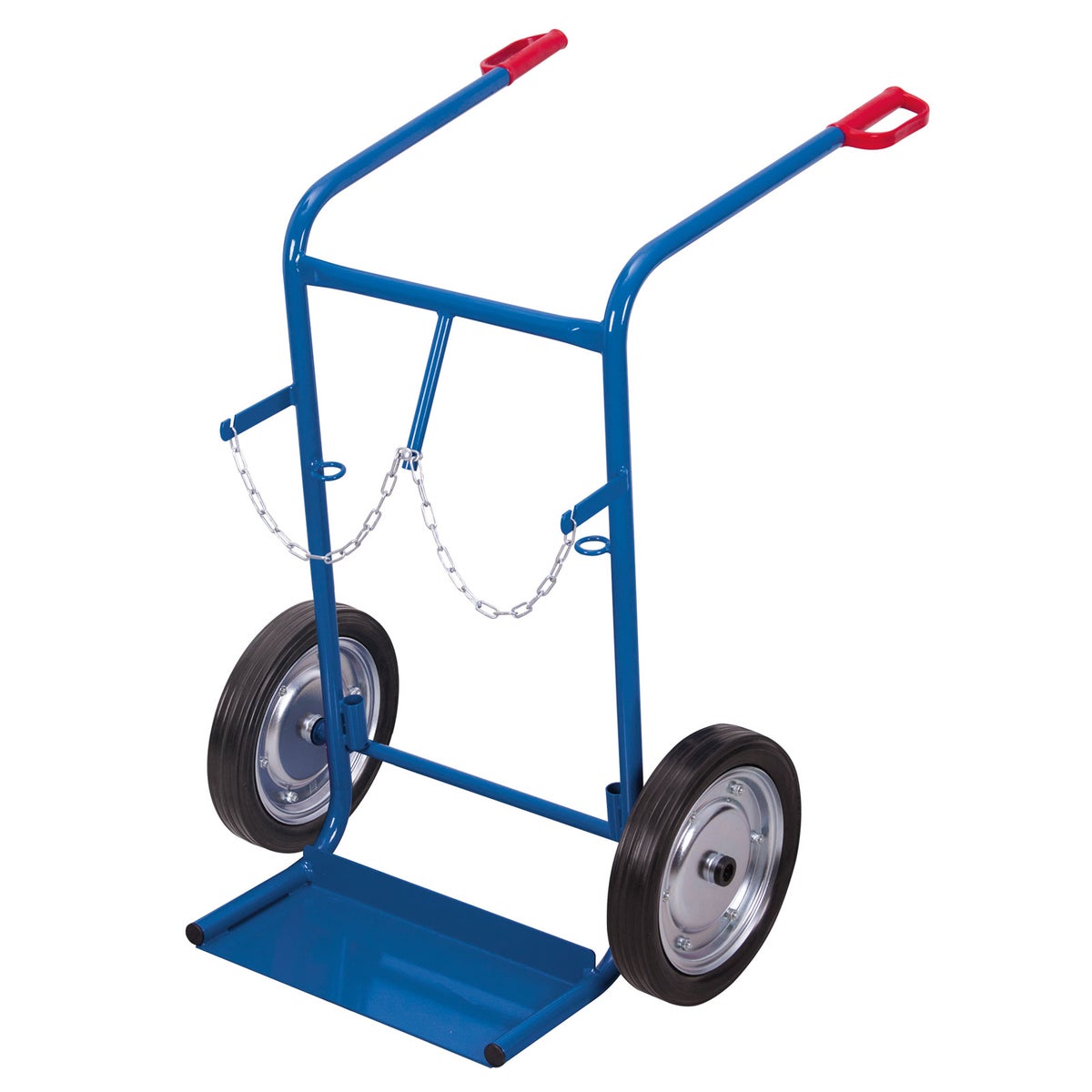 VARIOfit stalen flessenwagen, laadvermogen 200 kg, voor 2 flessen van 40-50 liter per stuk, massief rubberen banden
