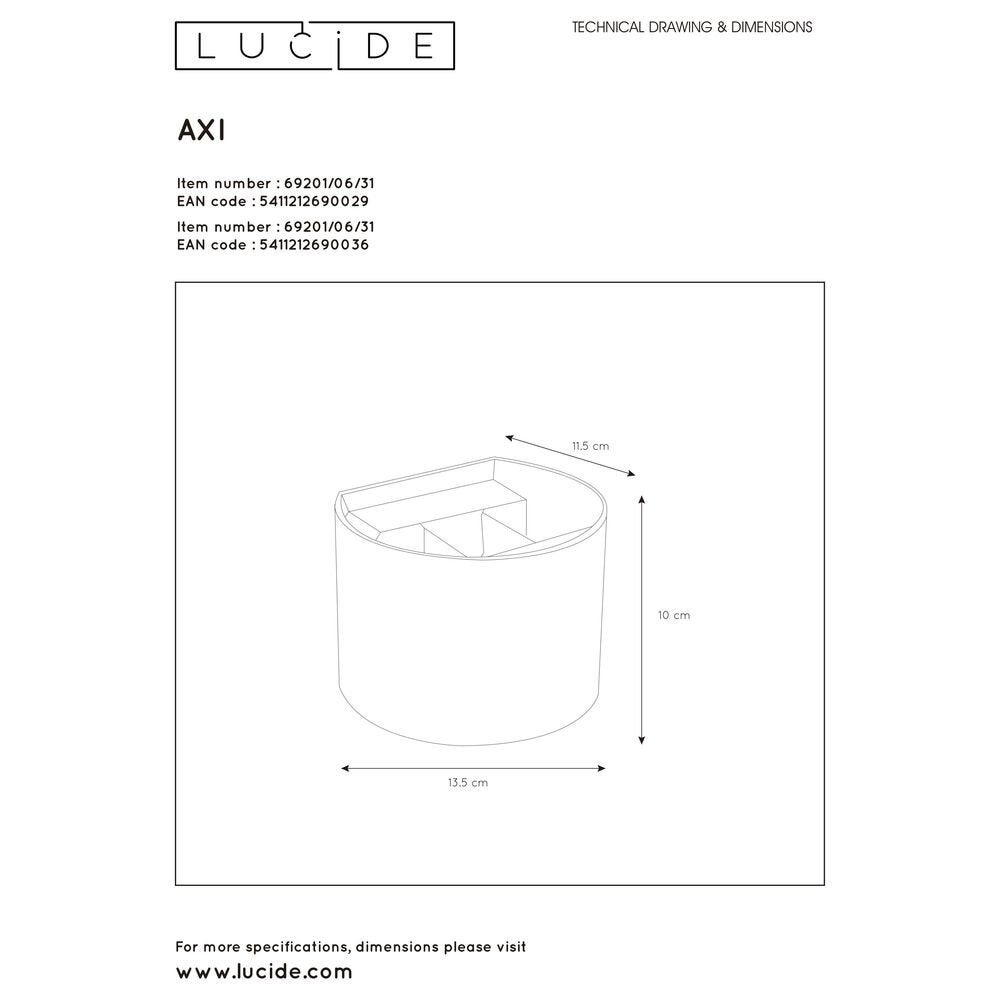 LED wandlamp Axi in wit 6W 350lm IP54 rond
