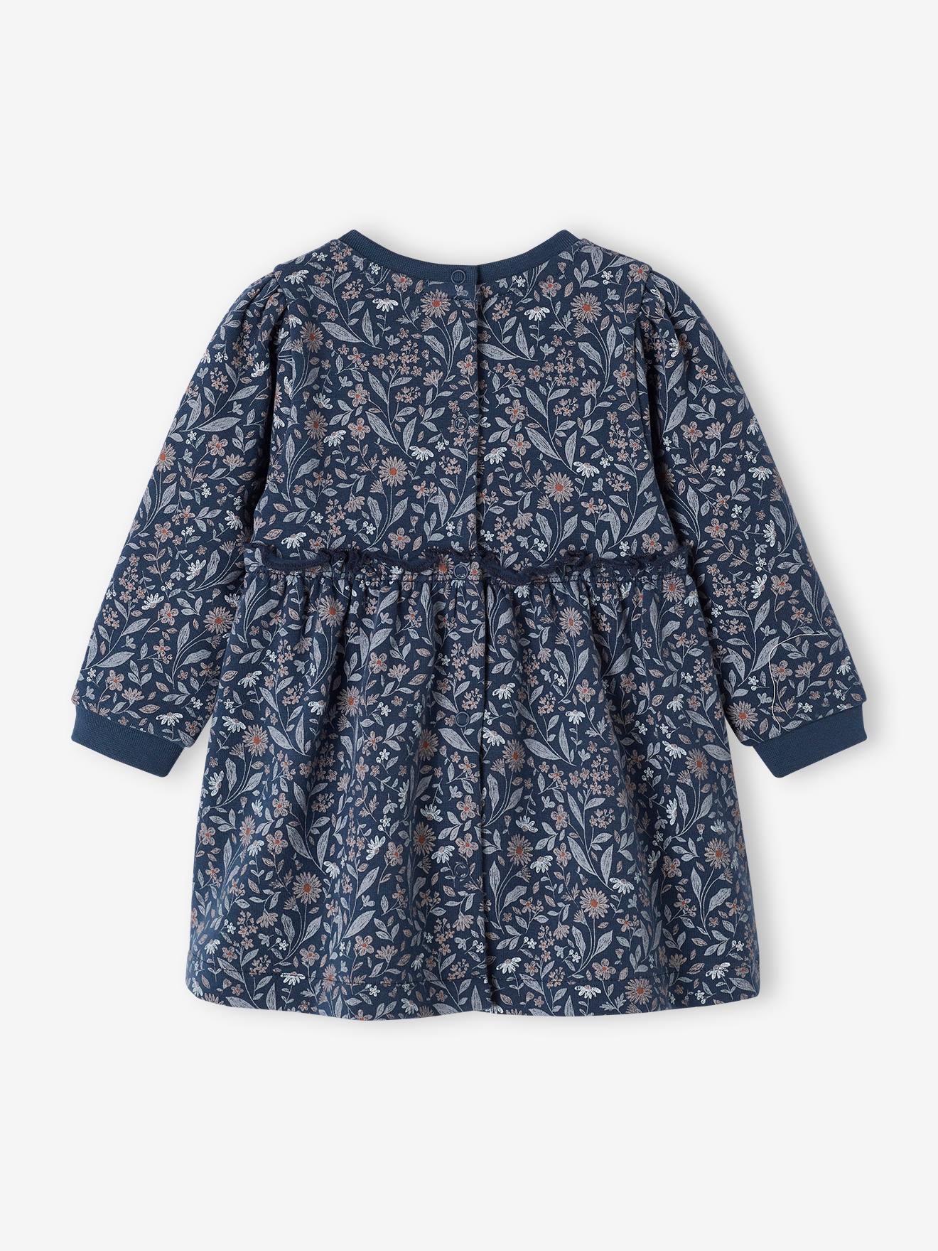 Vestido de pelúcia azul escuro para bebê