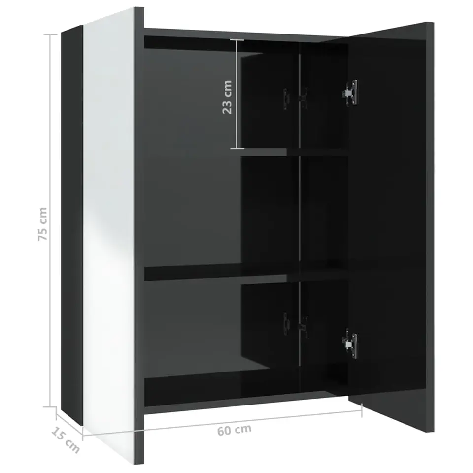 vidaXL - Spiegelkast - Zwart - MDF
