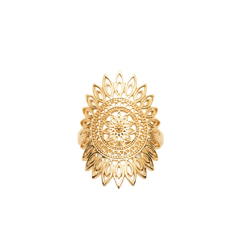 Bague plaqué or jaune d'inspiration ethnique COLUMBIA - Bijoux Privés Discovery