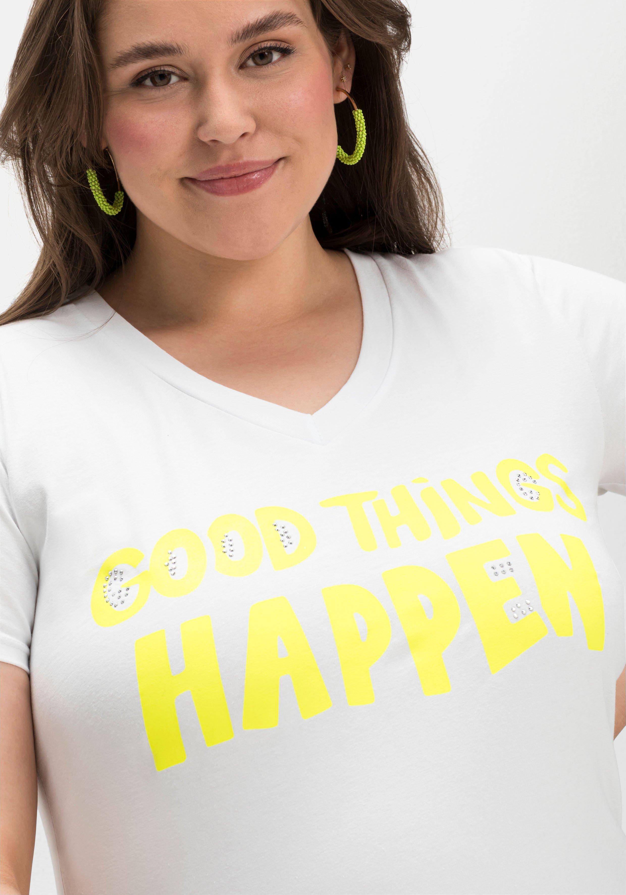 T-Shirt mit Neon-Frontdruck, elastische Qualität