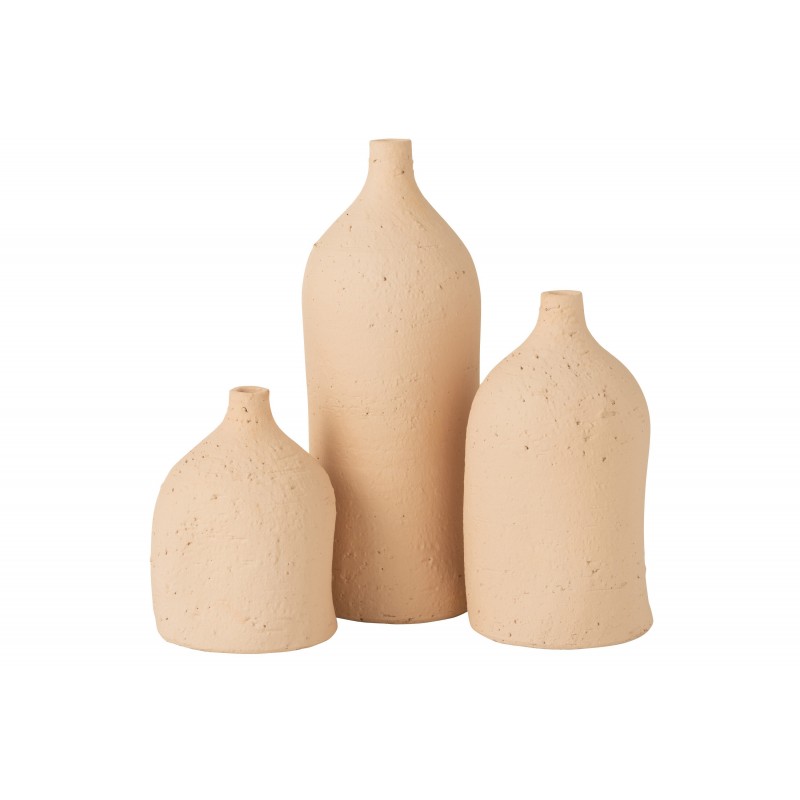 Vase col bouteille en céramique beige 16x16x28 cm