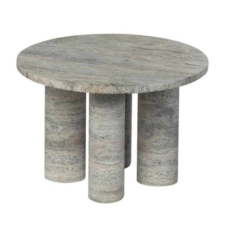 Blomus Volos bijzettafel Ø52 Silver Travertine