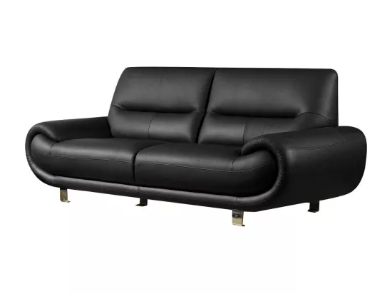 Canapé cuir 3 places ANGIE Noir - Angle Droit