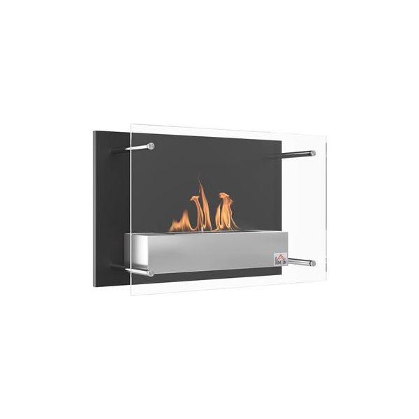 HomCom Lareira De Parede Bioetanol 60x22x40cm - 820-321V00BK
