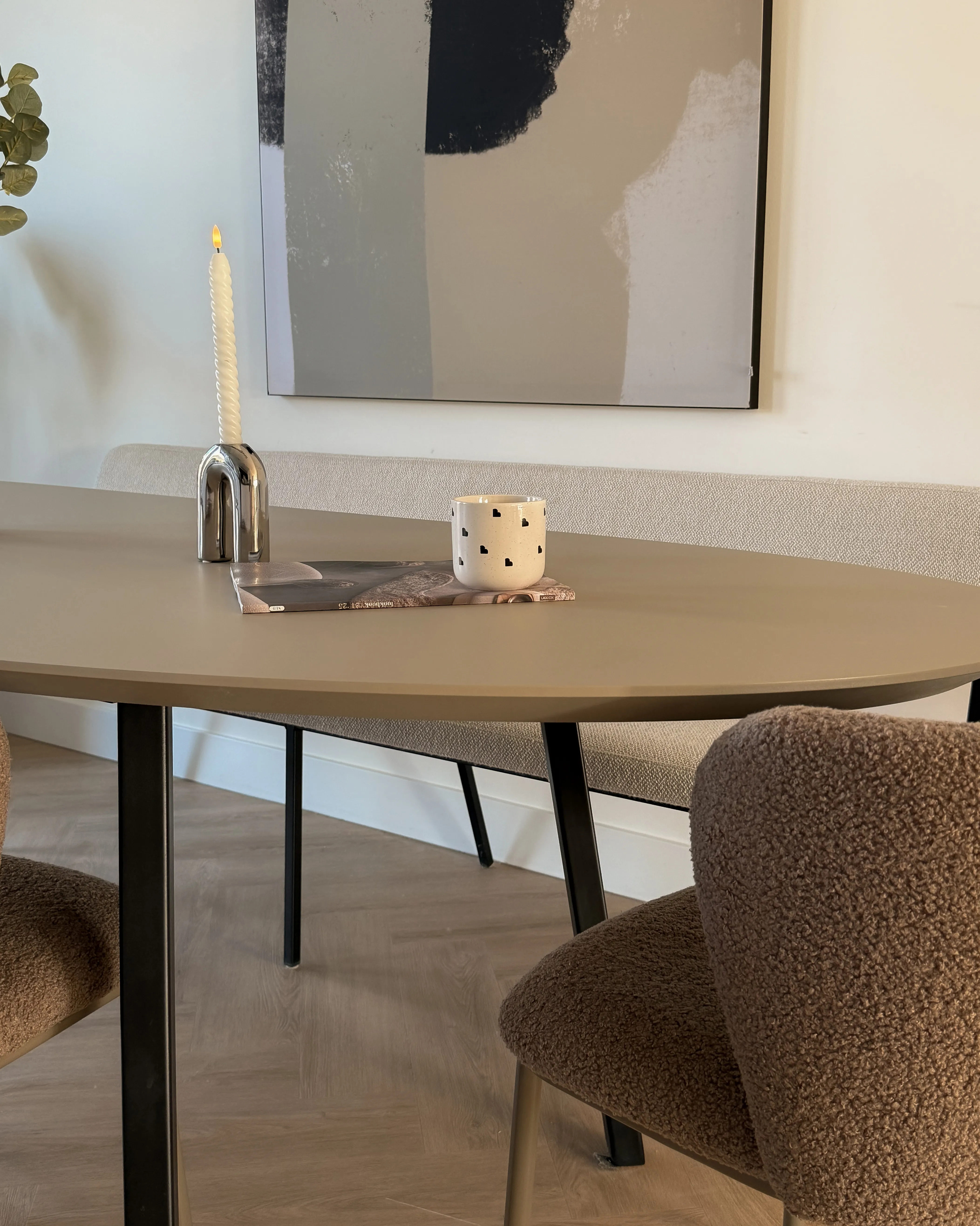 Set van 2 eetkamerstoelen MINA II Bouclé Lichtbruin