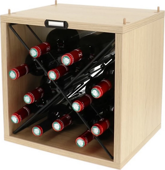 Casier pour rangement 12 bouteilles L. 30 cm bois et métal