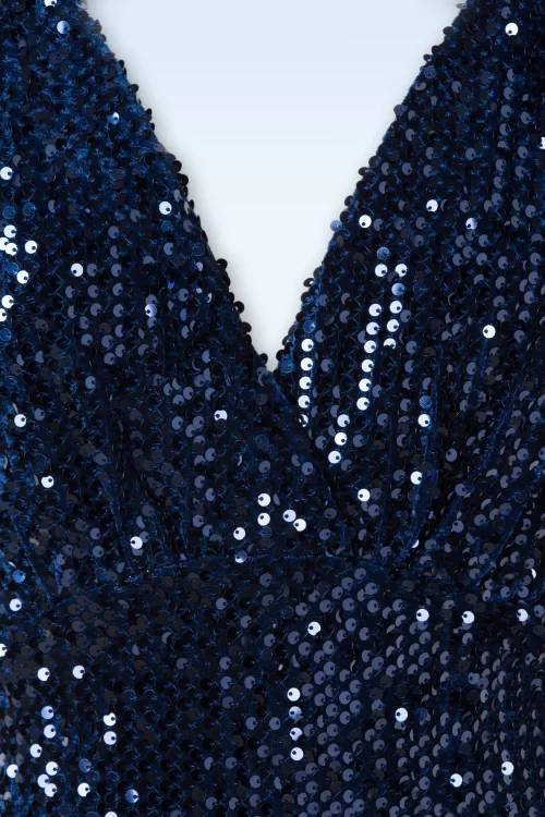 Vintage Chic for Topvintage Sasha Sequin pencil jurk in navyblauw
