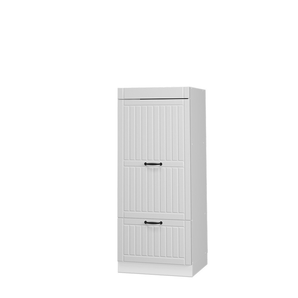 Vicco Mikrowellenumbauschrank Küchenschrank Küchenmöbel Fame-Line Landhaus Weiß 60 cm Küche Einbauküche Blende Hochschrank Schublade Mikrowelle Backofen Küchenzeile