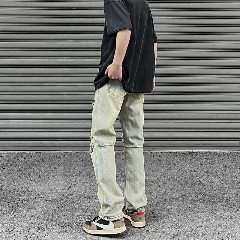 WidoWilder - Mid Rise Washed Straight Leg Jeans