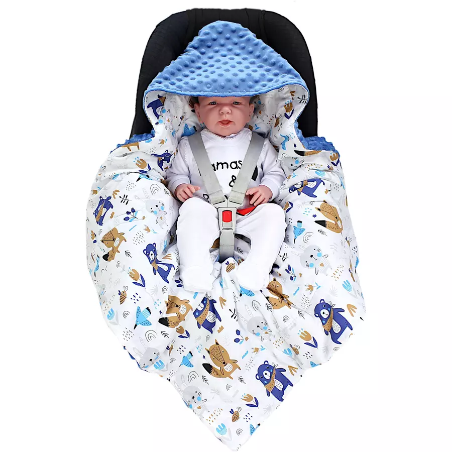 TupTam Baby Winter Einschlagdecke für Babyschale Wattiert black denim