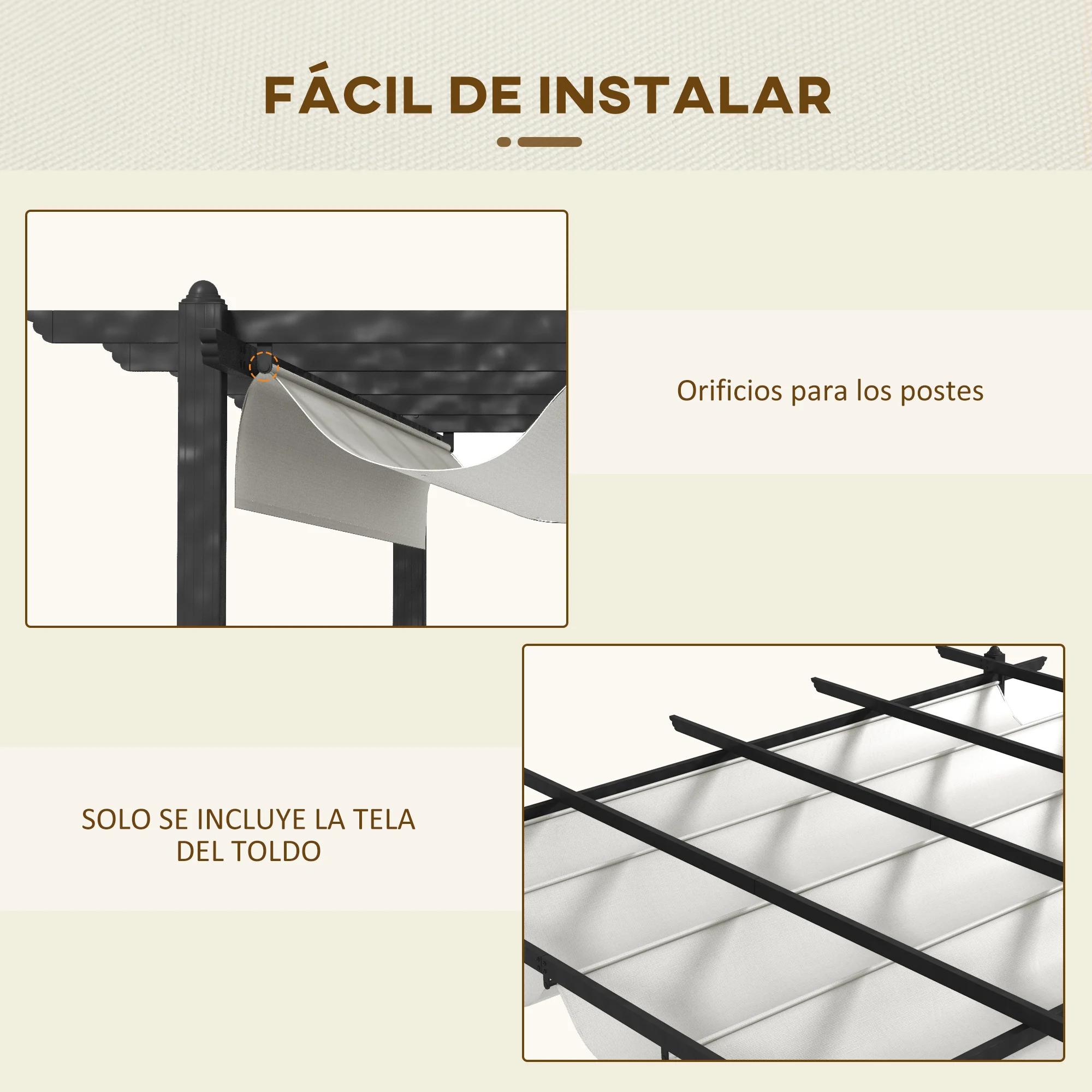 Conjunto de pérgola branca Outsunny