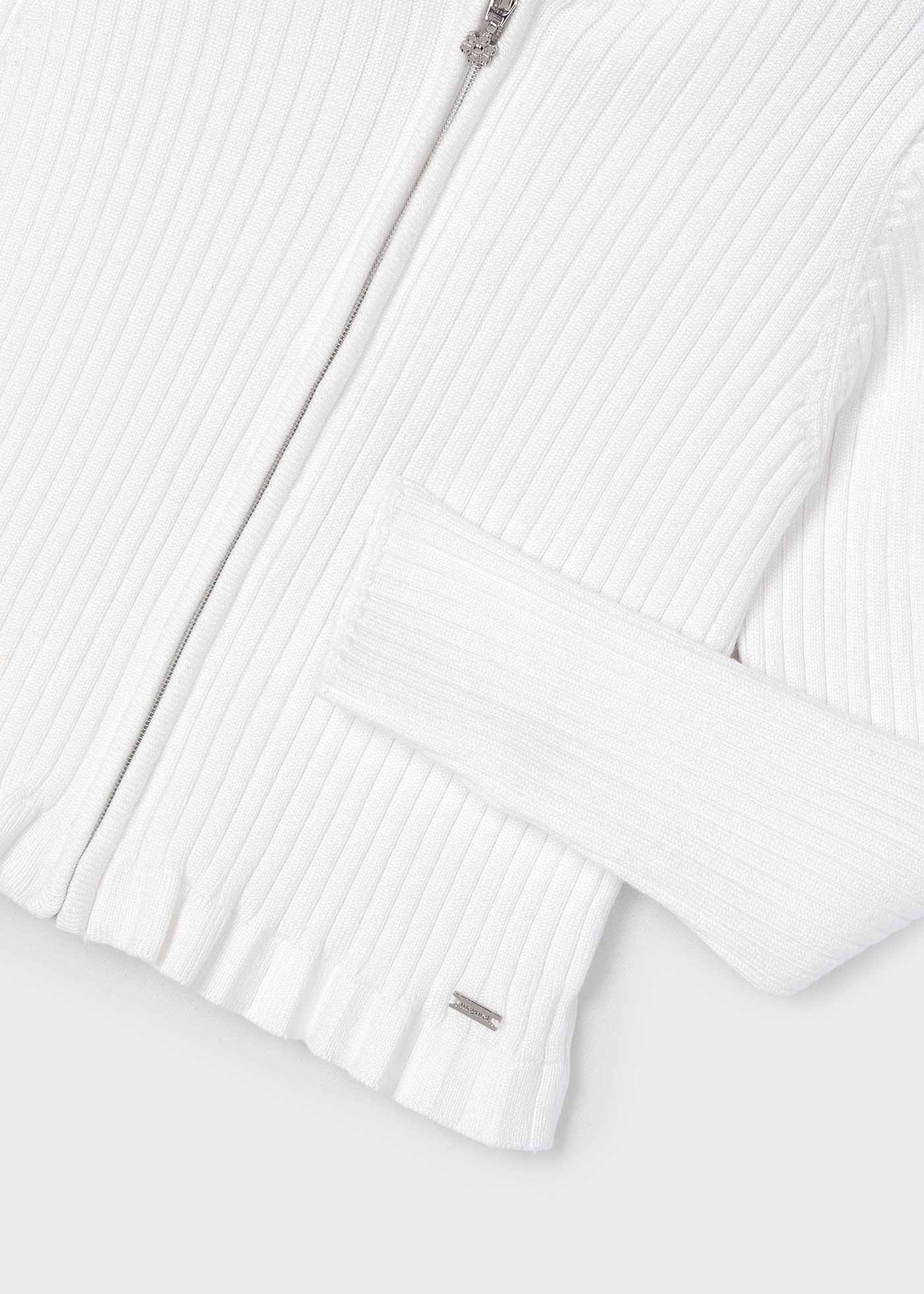 Cardigã canelado de viscose LENZING™ ECOVERO™ para meninas, branco