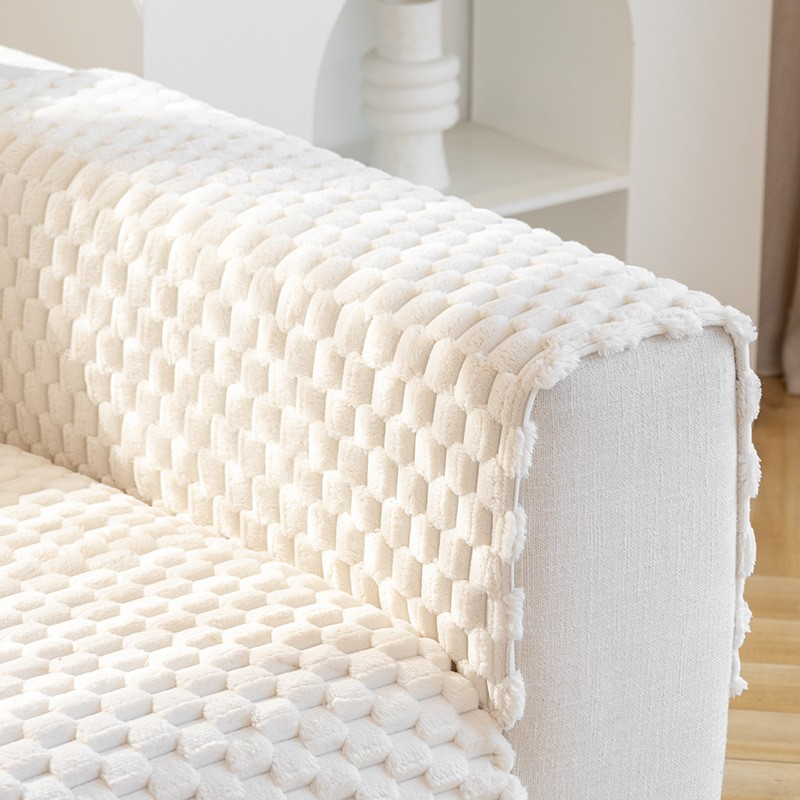 (70x92cm) Flauschiger Sofa Schonbezug Rutschfeste Couch Unterlage Überwurf Decke  - Grau