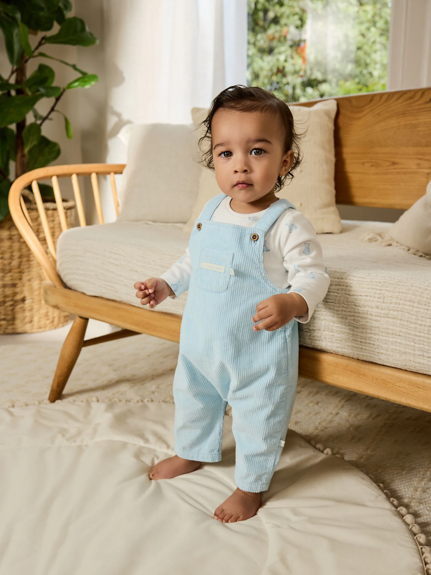 Blauw met beren - Babyset van tuinbroek en rompertje (0mnd-2jr)