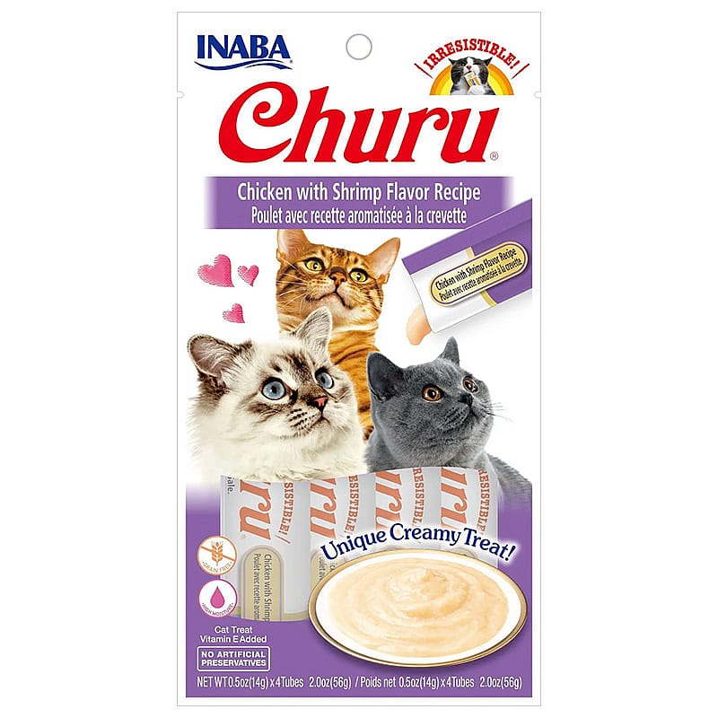 Churu Vloeibare Snacks Kat 4 stuks | Kip en Garnaal | 13731.5