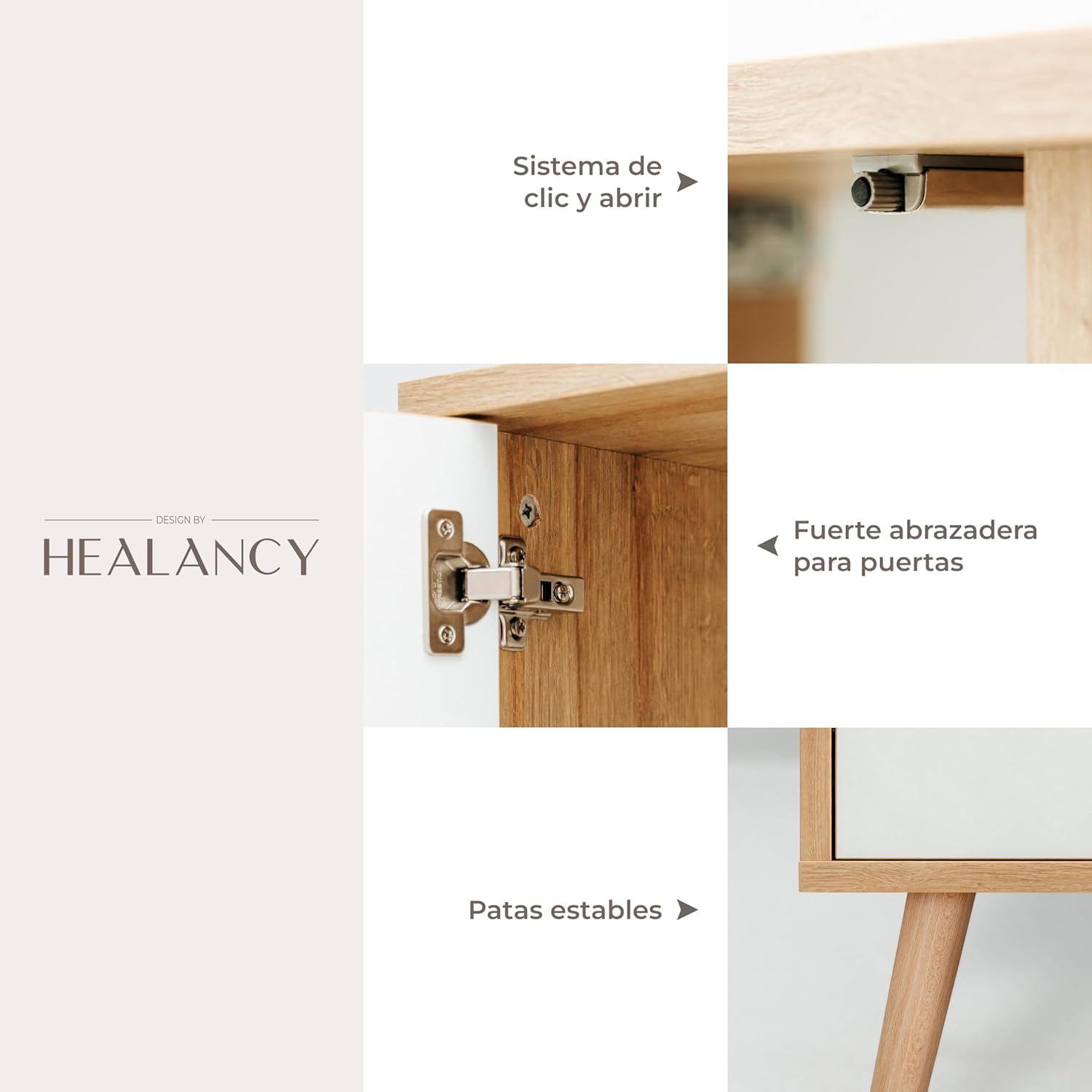 HEALANCY Komodenschrank - Kommode mit 2 Türen- Flurkommode- Schrank - Highboard - Kleiderschrank Möbel - Wohnzimmer Schlafzimmer Esszimmer Flur - Sideboard- Riva-Eiche