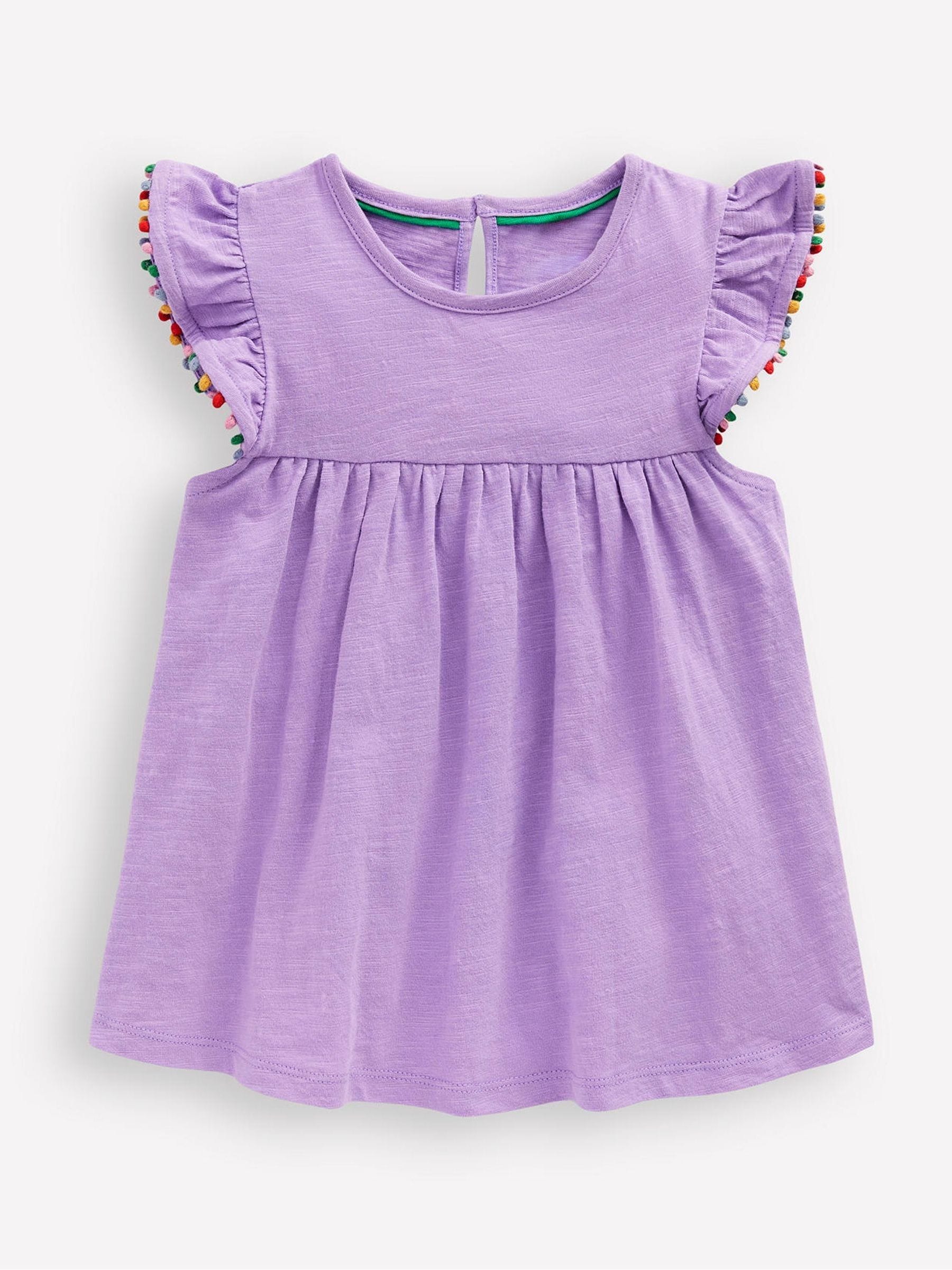 Boden Frill Sleeve 100% Cotton Pom Top