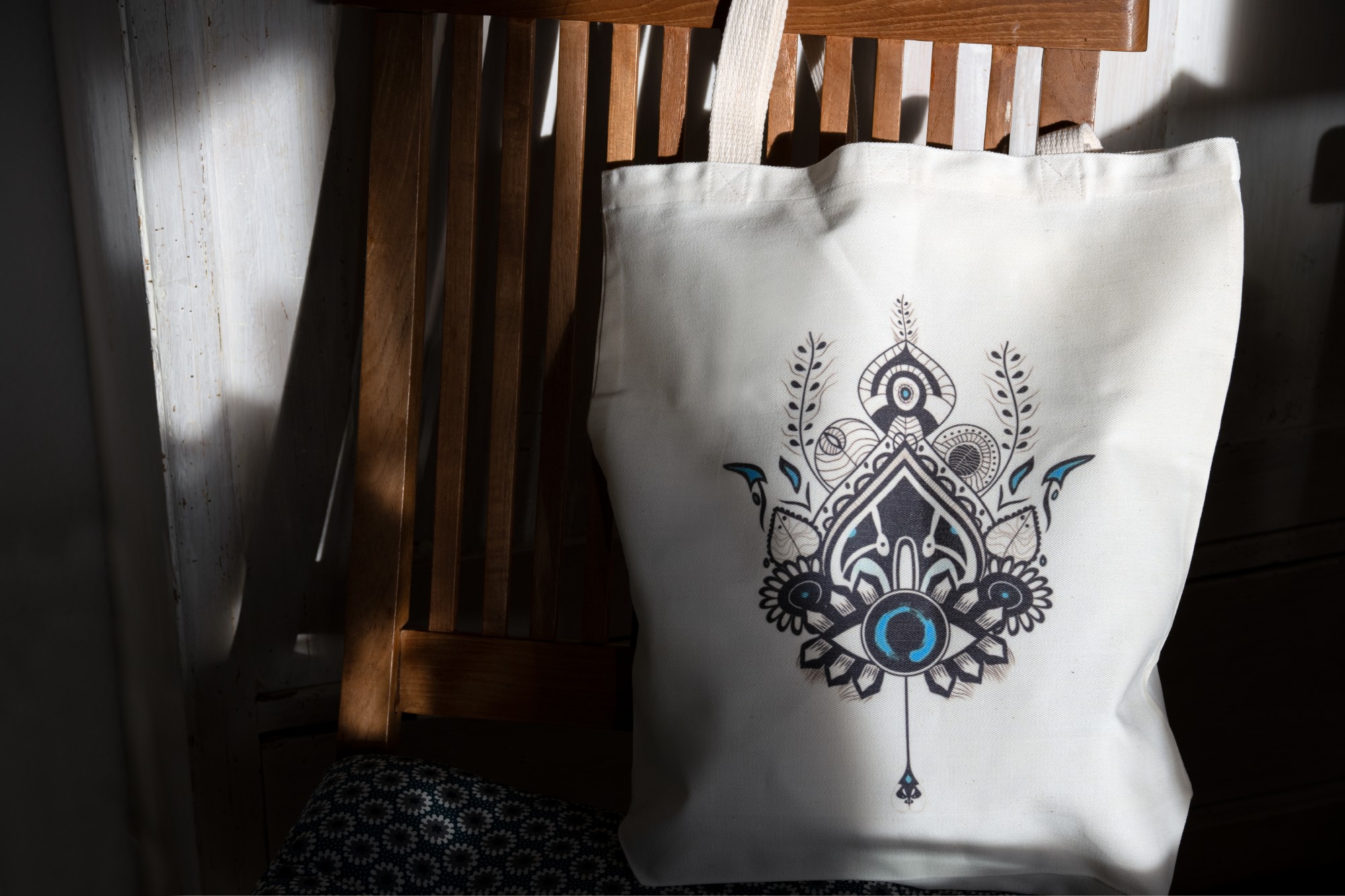 Stoffbeutel 'Ornament', weiß, B 40 cm, H 40 cm, T 9 cm günstig bestellen