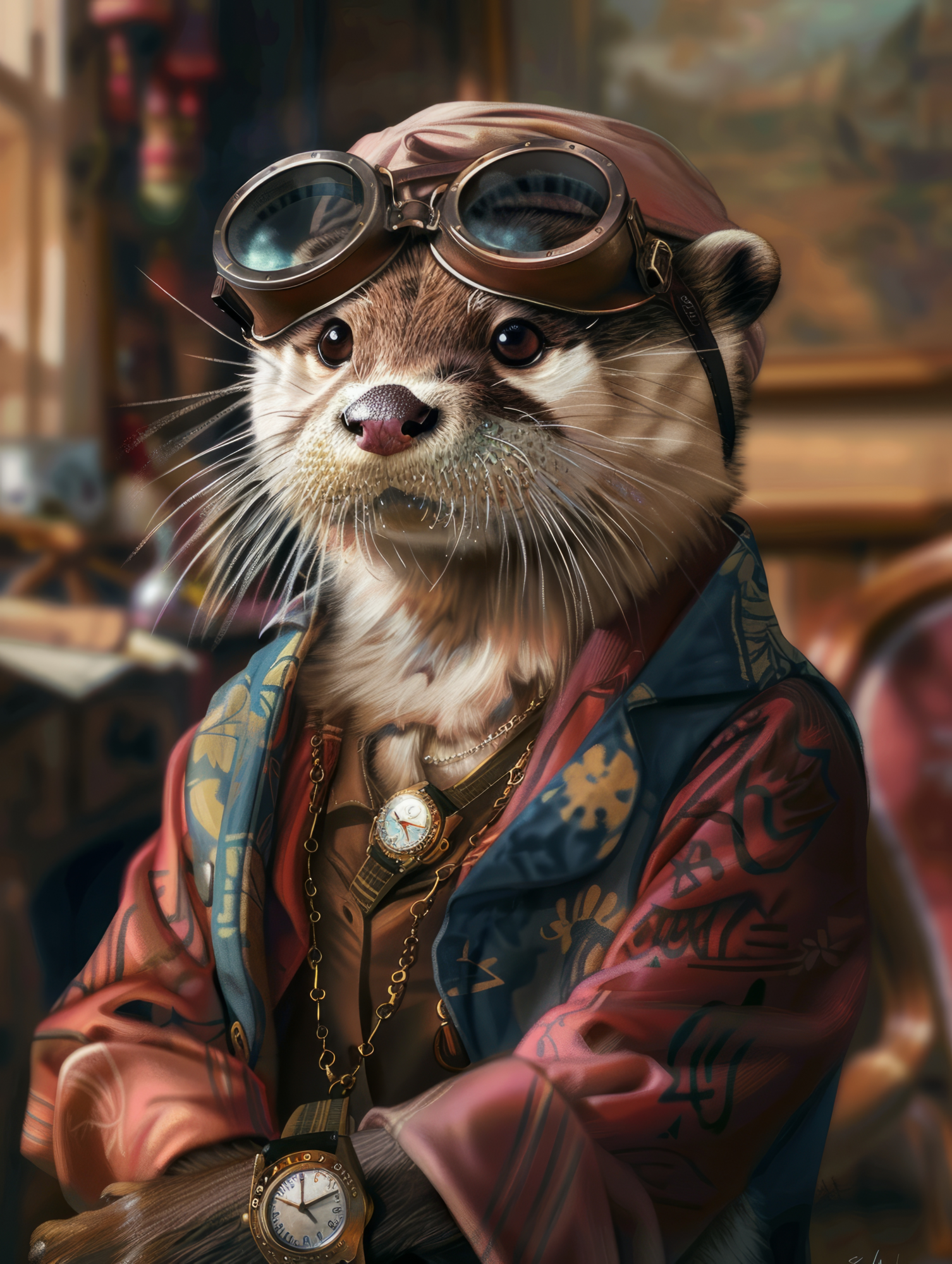 Canvas schilderij van een Otter 100x150 cm