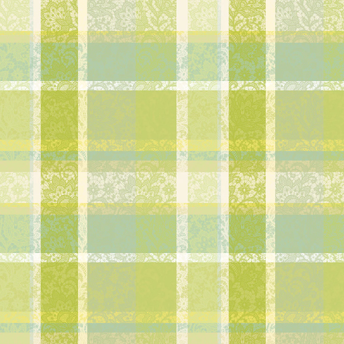 Nappe pur coton vert 180x250 Garnier Thiebaut
