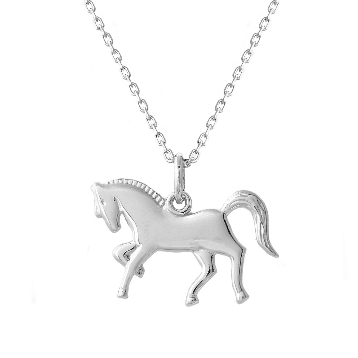 Collier cheval étalon au galop Argent 925 Rhodié