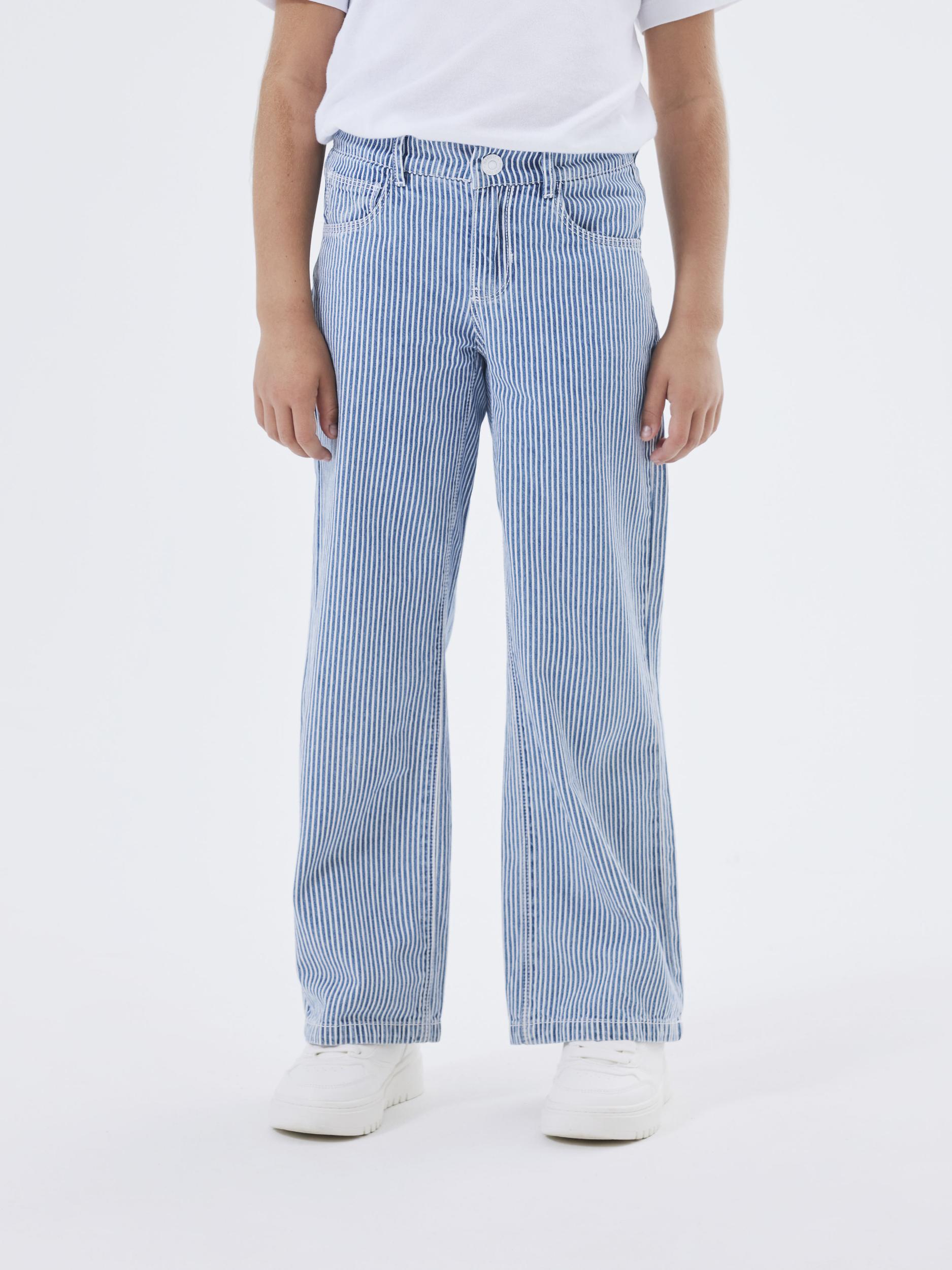Jeans NKFROSE WIDE 2664-IR STRIPES in medium blue denim
