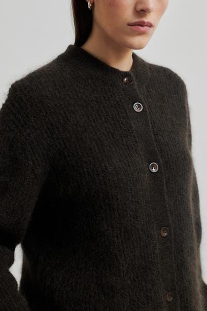Second Female Brook Knit Rib Cardigan 57878 mulch