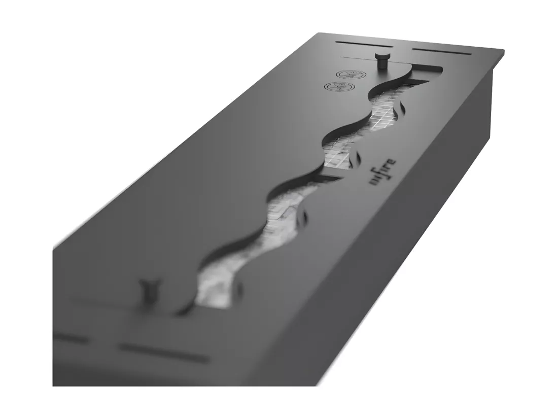 Brûleur à bioéthanol encastrable en acier inoxydable noir de 50 cm, 1 lt