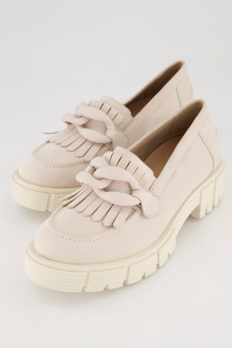 Caprice Leder-Loafer, Zierkette, Fransen, Komfortweite