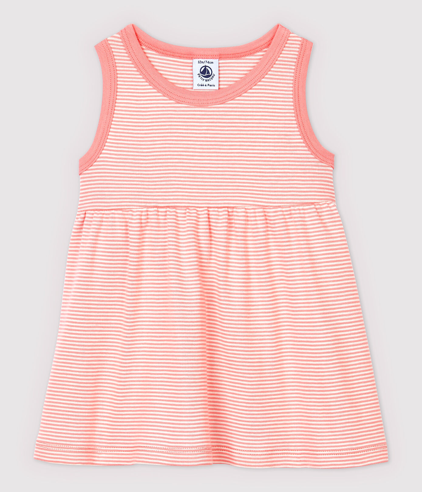 Robe rayée sans manches en côte bébé fille